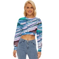 Shore Blue Ocean Waves Lightweight Long Sleeve Sweatshirt by GardenOfOphir