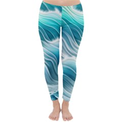 Pastel Blue Ocean Waves Iii Classic Winter Leggings by GardenOfOphir