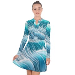 Pastel Blue Ocean Waves Iii Long Sleeve Panel Dress by GardenOfOphir