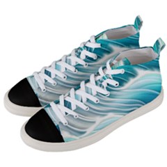 Pastel Blue Ocean Waves Iii Men s Mid-top Canvas Sneakers