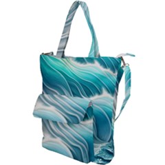 Pastel Blue Ocean Waves Iii Shoulder Tote Bag by GardenOfOphir