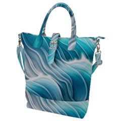 Pastel Blue Ocean Waves Iii Buckle Top Tote Bag by GardenOfOphir