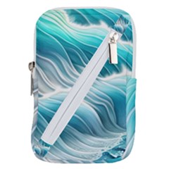 Pastel Blue Ocean Waves Iii Belt Pouch Bag (large) by GardenOfOphir