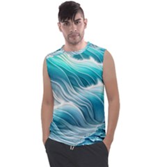 Pastel Blue Ocean Waves Iii Men s Regular Tank Top by GardenOfOphir