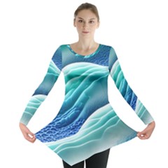 Pastel Beach Wave I Long Sleeve Tunic  by GardenOfOphir