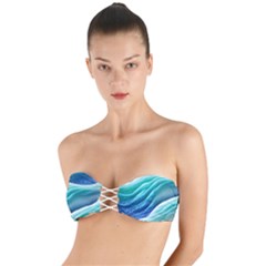 Pastel Beach Wave I Twist Bandeau Bikini Top by GardenOfOphir