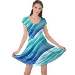 Pastel Beach Wave I Cap Sleeve Dress by GardenOfOphir