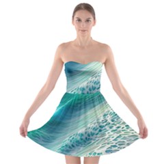 Pastel Beach Wave Strapless Bra Top Dress by GardenOfOphir