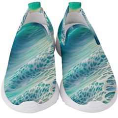 Pastel Beach Wave Kids  Slip On Sneakers by GardenOfOphir