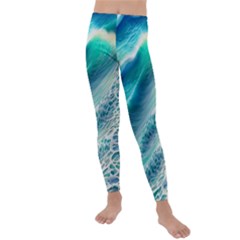 Pastel Beach Wave Kids  Lightweight Velour Leggings by GardenOfOphir