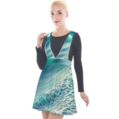 Pastel Beach Wave Plunge Pinafore Velour Dress by GardenOfOphir