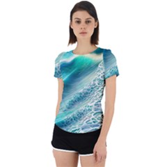 Pastel Beach Wave Back Cut Out Sport Tee by GardenOfOphir