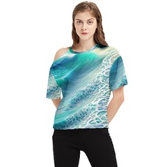 Pastel Beach Wave One Shoulder Cut Out Tee by GardenOfOphir