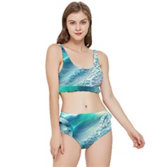 Pastel Beach Wave Frilly Bikini Set