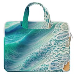 Pastel Beach Wave Macbook Pro 16  Double Pocket Laptop Bag  by GardenOfOphir