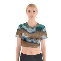 Abstract Waves Summertime On The Sea Cotton Crop Top by GardenOfOphir