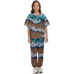 Abstract Waves Summertime On The Sea Kids  Tee And Pants Sports Set by GardenOfOphir