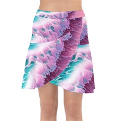 Summer Waves In Pink Ii Wrap Front Skirt by GardenOfOphir