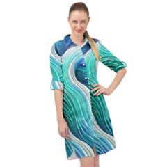 The Power Of The Ocean Iii Long Sleeve Mini Shirt Dress