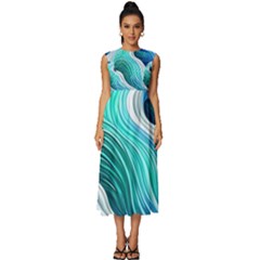 The Power Of The Ocean Iii Sleeveless Round Neck Midi Dress by GardenOfOphir