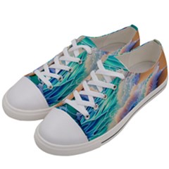 Waves At The Ocean s Edge Women s Low Top Canvas Sneakers by GardenOfOphir