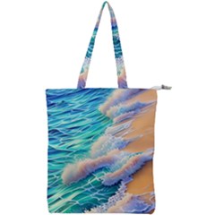 Waves At The Ocean s Edge Double Zip Up Tote Bag by GardenOfOphir