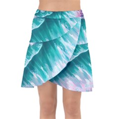 Summer Waves In Pink Iii Wrap Front Skirt by GardenOfOphir