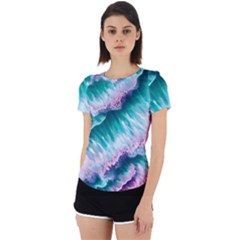 Summer Waves In Pink Iii Back Cut Out Sport Tee