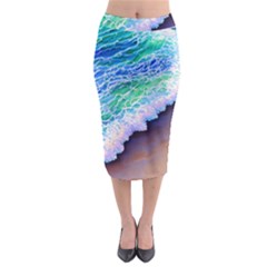 Blue Wave Ii Midi Pencil Skirt by GardenOfOphir