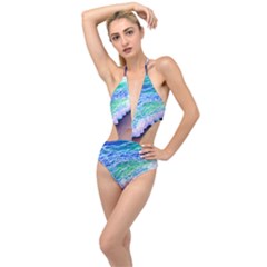 Blue Wave Ii Plunging Cut Out Swimsuit by GardenOfOphir