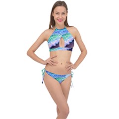 Blue Wave Ii Cross Front Halter Bikini Set