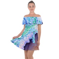 Blue Wave Ii Off Shoulder Velour Dress