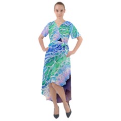 Blue Wave Ii Front Wrap High Low Dress by GardenOfOphir