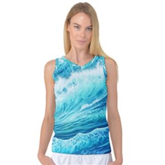 Blue Ocean Wave Watercolor Ii Women s Basketball Tank Top by GardenOfOphir