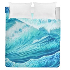 Blue Ocean Wave Watercolor Ii Duvet Cover Double Side (queen Size) by GardenOfOphir