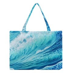 Blue Ocean Wave Watercolor Ii Medium Tote Bag by GardenOfOphir