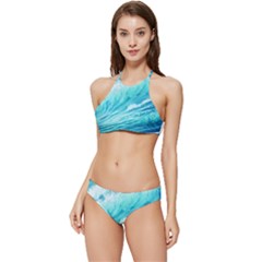 Blue Ocean Wave Watercolor Ii Banded Triangle Bikini Set by GardenOfOphir