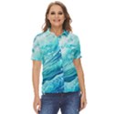Blue Ocean Wave Watercolor Ii Women s Short Sleeve Double Pocket Shirt View1