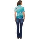 Blue Ocean Wave Watercolor Ii Women s Short Sleeve Double Pocket Shirt View4