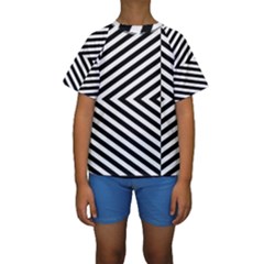 Abstract Lines Pattern Art Design Background Kids  Short Sleeve Swimwear