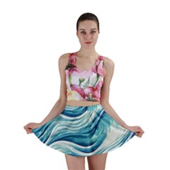 Abstract Blue Ocean Waves Mini Skirt by GardenOfOphir