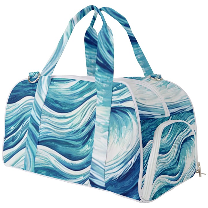 Abstract Blue Ocean Waves Burner Gym Duffel Bag