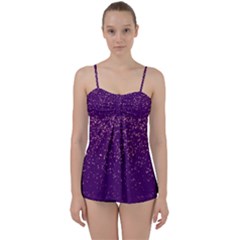 Purple Glittery Backdrop Scrapbooking Sparkle Babydoll Tankini Set