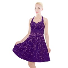 Purple Glittery Backdrop Scrapbooking Sparkle Halter Party Swing Dress 