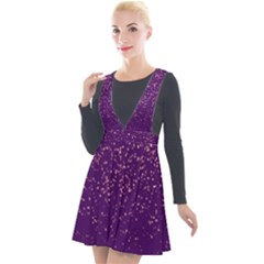 Purple Glittery Backdrop Scrapbooking Sparkle Plunge Pinafore Velour Dress