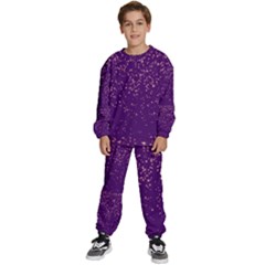 Purple Glittery Backdrop Scrapbooking Sparkle Kids  Sweatshirt Set by Ravend