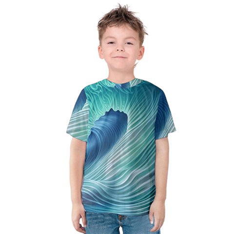 Summer Ocean Waves Kids  Cotton Tee by GardenOfOphir