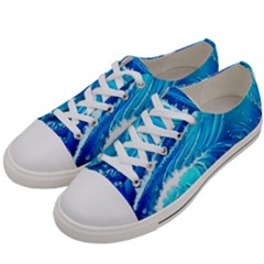 Simple Blue Ocean Wave Women s Low Top Canvas Sneakers by GardenOfOphir