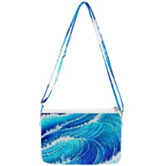 Simple Blue Ocean Wave Double Gusset Crossbody Bag by GardenOfOphir