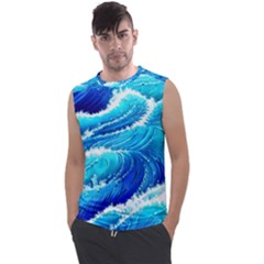 Simple Blue Ocean Wave Men s Regular Tank Top by GardenOfOphir